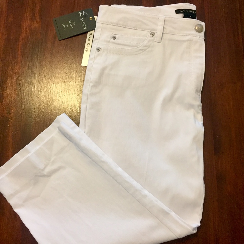 Zac & Rachel NWT White Slim Cropped Pants - 14